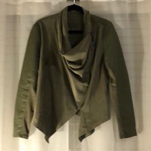 BlankNYC Olive green faux leather and suede blazer